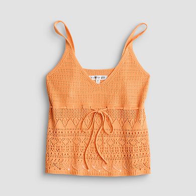 Juniors' madden girl Sleeveless Pointelle V-Neck Camisole Tank Top