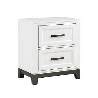 Garretson Acacia Nightstand in 2-Tone Finish (White and Metallic Gray)
