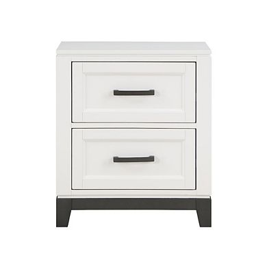 Garretson Acacia Nightstand in 2-Tone Finish (White and Metallic Gray)