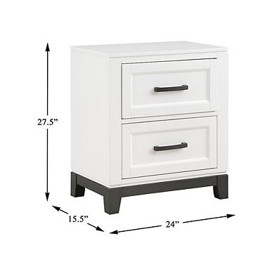 Garretson Acacia Nightstand in 2-Tone Finish (White and Metallic Gray)