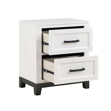 Garretson Acacia Nightstand in 2-Tone Finish (White and Metallic Gray)