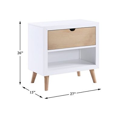 Asker Asian Hardwood Night Stand in 2-Tone Finish (White and Natural)