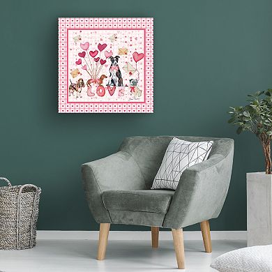 Trademark Fine Art Jean Plout Valentine Pups Canvas Art