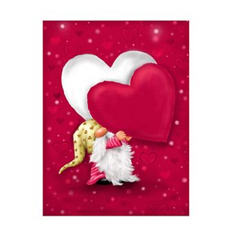 Trademark Fine Art MAKIKO Valentine Gnome With Heart Canvas Art