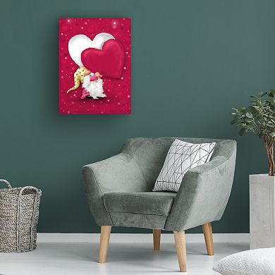 Trademark Fine Art MAKIKO Valentine Gnome With Heart Canvas Art