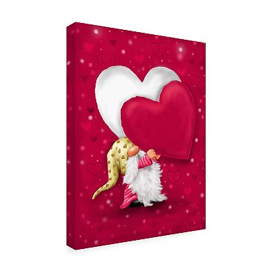 Trademark Fine Art MAKIKO Valentine Gnome With Heart Canvas Art