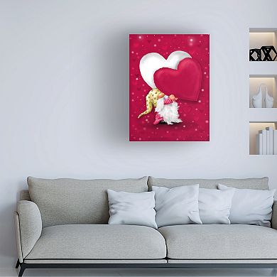 Trademark Fine Art MAKIKO Valentine Gnome With Heart Canvas Art