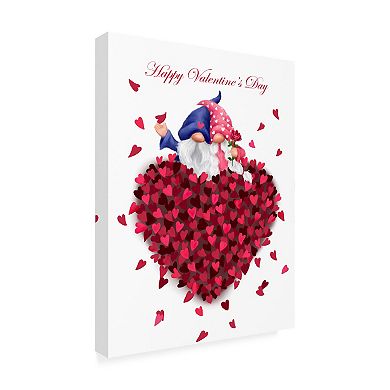 Trademark Fine Art MAKIKO Valentine Gnome Couple Canvas Art