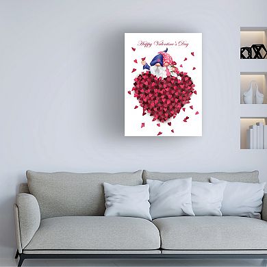 Trademark Fine Art MAKIKO Valentine Gnome Couple Canvas Art