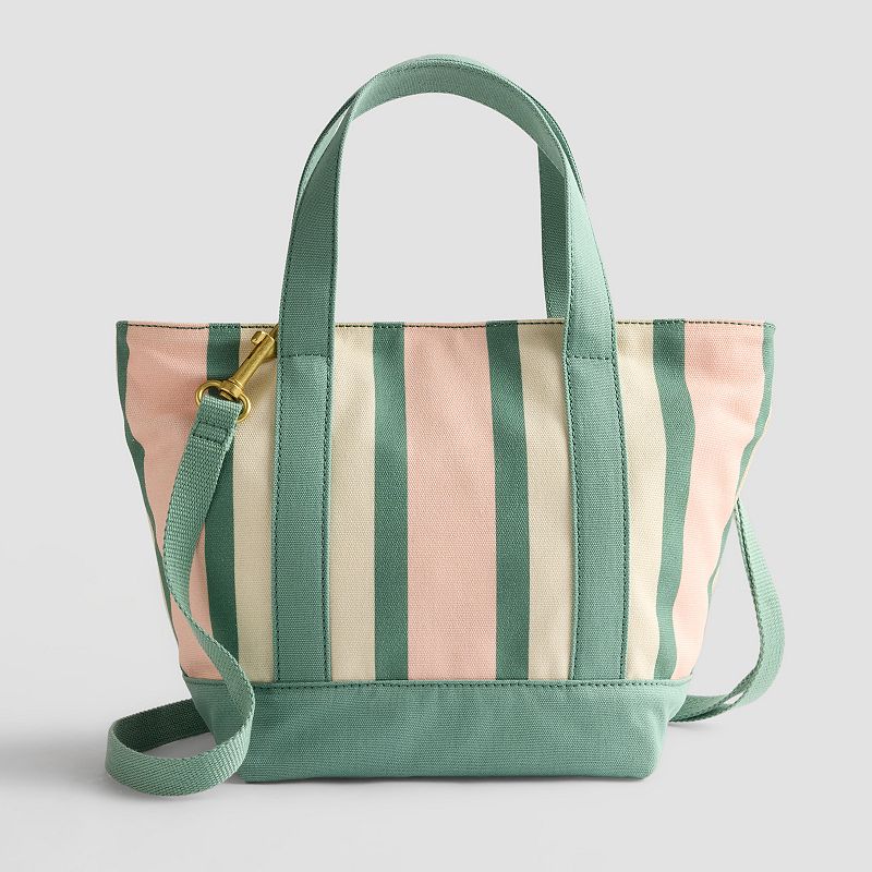 Sonoma Goods For Life® Small Canvas Tote Bag, Green Derby Stripe