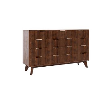 Fluted 9 Drawers Dresser, 54" Wide Modern Chest of Drawers with Metal Handle, Large Dresser TV Stand