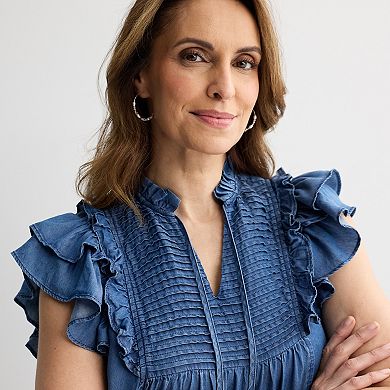 Women's Farmers Market Ruffle Sleeve Short Dress