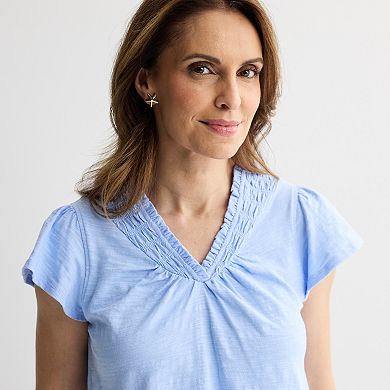 Women's Farmers Market V-Neck Smocked Tee
