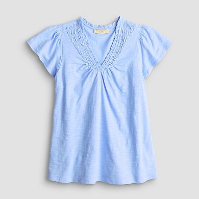 Women's Farmers Market V-Neck Smocked Tee