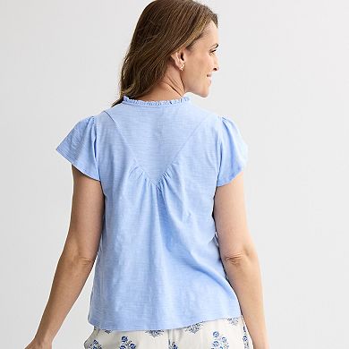 Women's Farmers Market V-Neck Smocked Tee