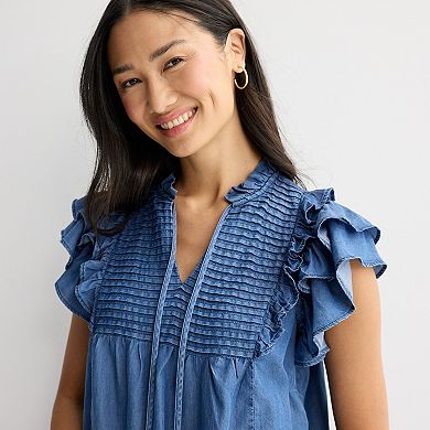 Women's Farmers Market Flutter Sleeve Blouse