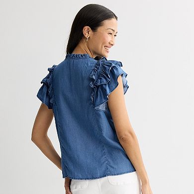 Women's Farmers Market Flutter Sleeve Blouse