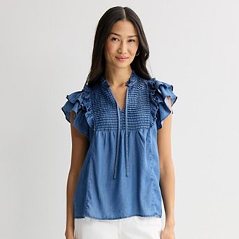 Women's Farmers Market Flutter Sleeve Blouse