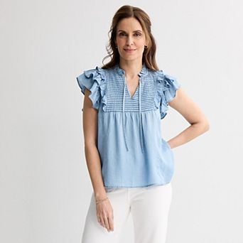 Women's Farmers Market Flutter Sleeve Blouse