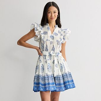 Women's Farmers Market Sleeveless Belted Short Dress