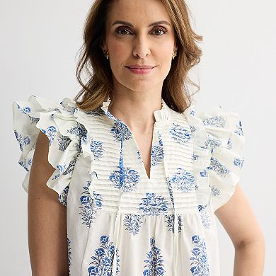 Women's Farmers Market Flounce Sleeve Blouse