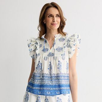 Women's Farmers Market Flounce Sleeve Blouse