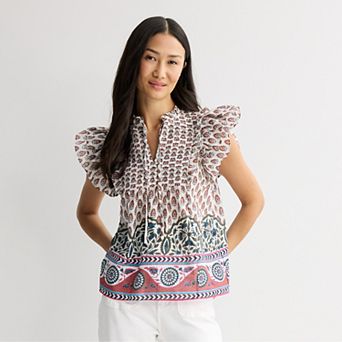 Women's Farmers Market Flounce Sleeve Blouse