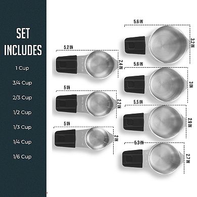Magnetic Measuring Cups Set, Stainless Steel with Easy to Read Engraved Markings, Heavy-duty Nesting