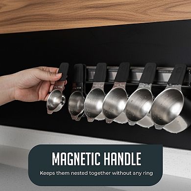 Magnetic Measuring Cups Set, Stainless Steel with Easy to Read Engraved Markings, Heavy-duty Nesting