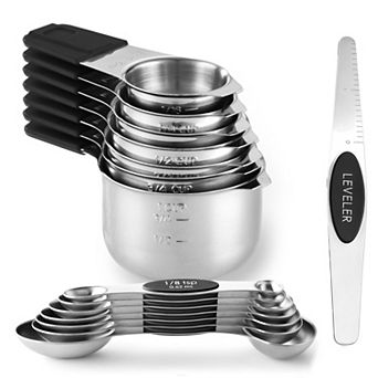 Magnetic Measuring Cups and Spoons Set, Stainless Steel with Dual-Sided N40 Magnetic Tool