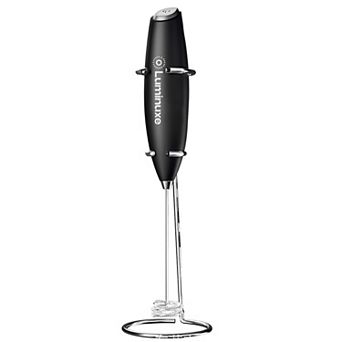 Milk Frother with Stand, Handheld Cordless Stainless Steel Frother, Coffee and Cappuccino Foam Maker