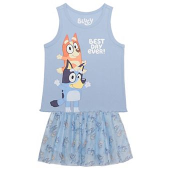 Girls 4-12 Bluey 2 pc Best Day Ever Tank Top & Skirt Set