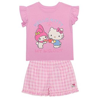 Girls 4-12 Hello Kitty & My Melody 2 pc Top & Shorts Set