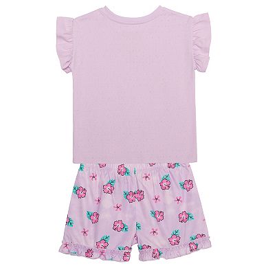 Girls 4-12 Disney's Stitch & Angel 2-Piece Top & Shorts Set