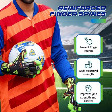 Vizari Dana F.P Youths' Soccer Goalie Gloves with grip boost, padded palm, and fingersave tech.