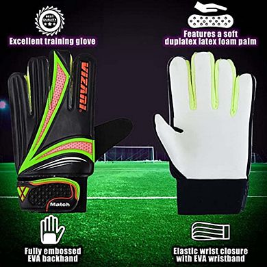 Vizari Junior Match F.P Soccer Goalie Gloves with grip boost, padded palm, and fingersave tech.