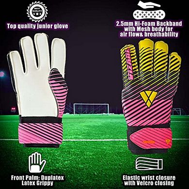 Vizari Saturn F.P Youths' Soccer Goalie Gloves with grip boost, padded palm, and fingersave tech.
