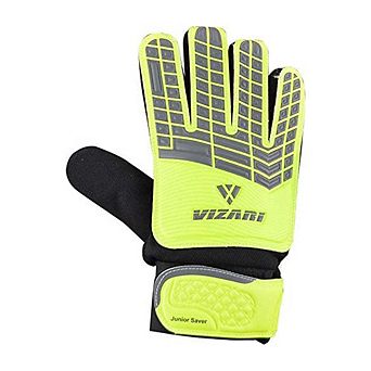 Vizari Junior Saver F.P Soccer Goalie Gloves with grip boost, padded palm, and fingersave tech.