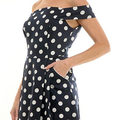 Women's Luxology Off-The-Shoulder Mini Polka Dot Dress