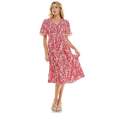 Women's Luxology Midi Dress with Smocking Detail