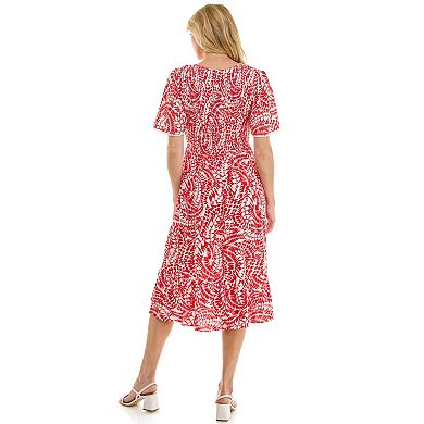 Women's Luxology Midi Dress with Smocking Detail