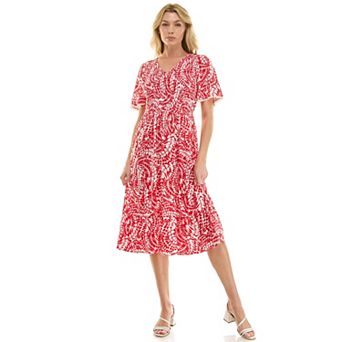 Women's Luxology Midi Dress with Smocking Detail