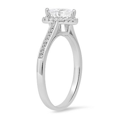 Queen Jewels Sterling Silver Heart-Cut Halo Cubic Zirconia Ring
