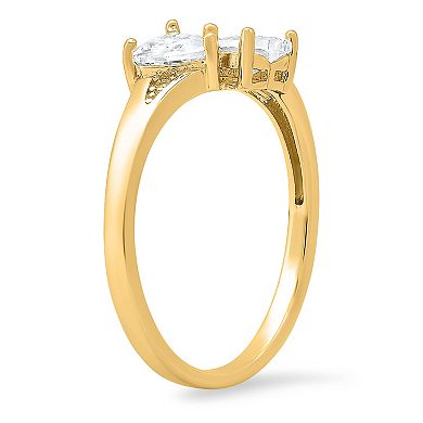 Queen Jewels Sterling Silver Double Heart Cubic Zirconia Ring