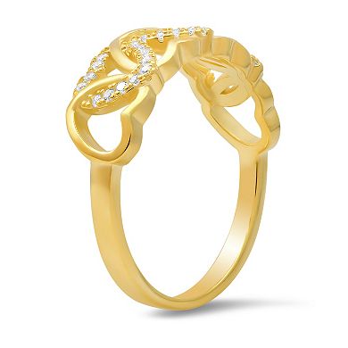 Queen Jewels Sterling Silver Interlocking Hearts & Cubic Zirconia Ring