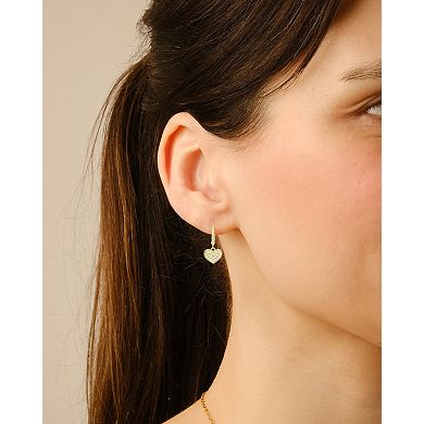 Queen Jewels Sterling Silver Dangling Heart Cubic Zirconia Leverback Earrings