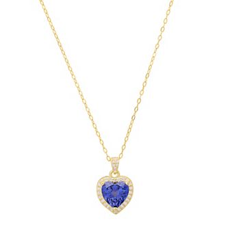 Queen Jewels Sterling Silver Heart-Cut Cubic Zirconia Halo Pendant Necklace