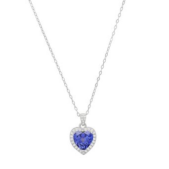 Queen Jewels Sterling Silver Heart-Cut Cubic Zirconia Halo Pendant Necklace