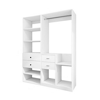 Closet System, Walk-in Closet System with 4 Drawers and 7 Shelves for Bedroom