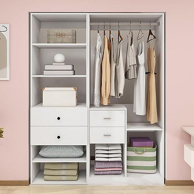 Closet System, Walk-in Closet System with 4 Drawers and 7 Shelves for Bedroom